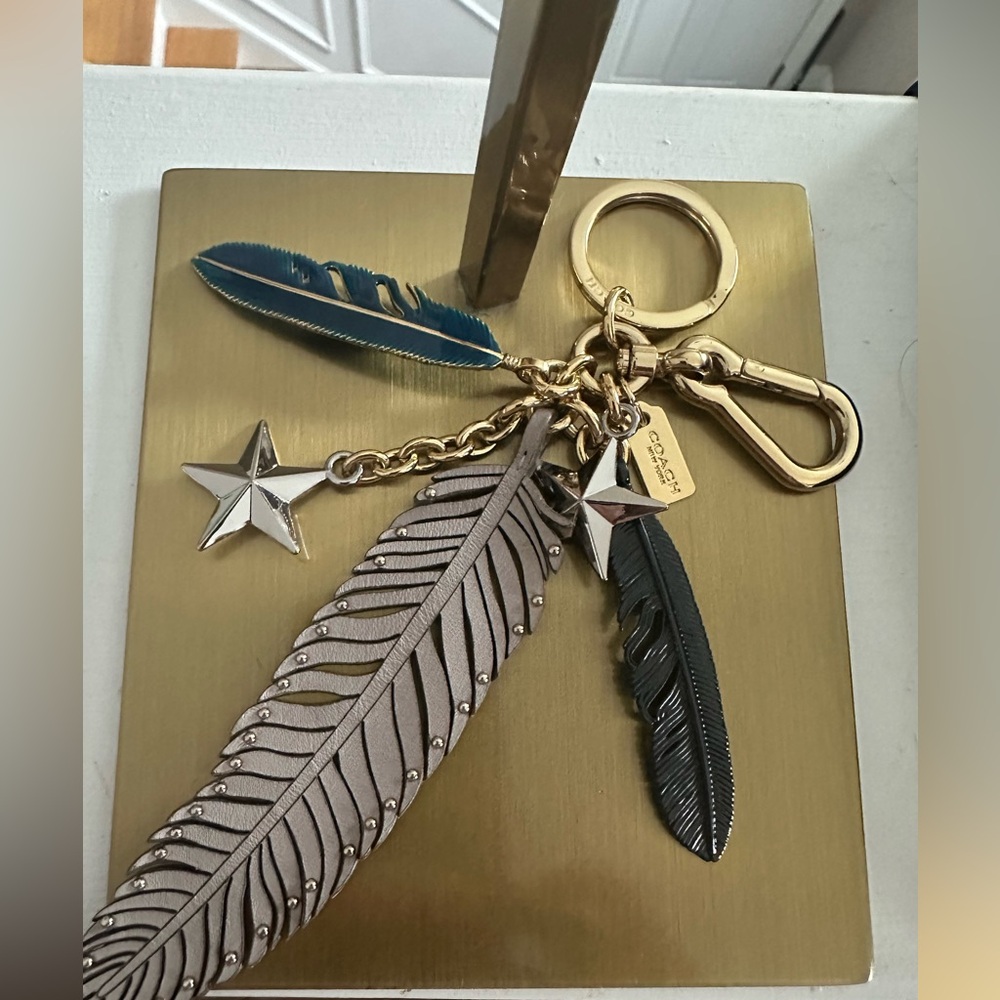 Coach Mixed Metals Feather & Star Keychain/Bag charms